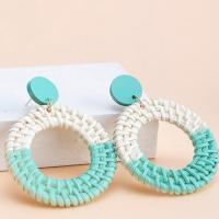 Rattan Drop Earring with Zinc Alloy fashion jewelry & for woman Sold By Pair