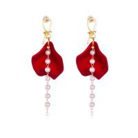 Tibetan Style Drop Earrings, with Plastic Pearl, stoving varnish, fashion jewelry & for woman, more colors for choice, nickel, lead & cadmium free, 70mm, Sold By Pair