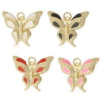 Cubic Zirconia Micro Pave Brass Pendant, Butterfly, gold color plated, fashion jewelry & DIY & micro pave cubic zirconia & for woman & enamel, more colors for choice, 27x21x3mm, Hole:Approx 3mm, 10PCs/Lot, Sold By Lot