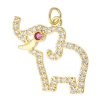 Cubic Zirconia Micro Pave Brass Pendant Elephant gold color plated fashion jewelry & DIY & micro pave cubic zirconia & for woman golden Approx 3mm Sold By Lot