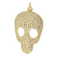 Cubic Zirconia Micro Pave Brass Pendant Skull gold color plated fashion jewelry & DIY & micro pave cubic zirconia & for woman golden Approx 3mm Sold By Lot