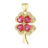 Cubic Zirconia Micro Pave Brass Pendant Four Leaf Clover gold color plated fashion jewelry & DIY & micro pave cubic zirconia & for woman two different colored Approx 4mm Sold By Lot