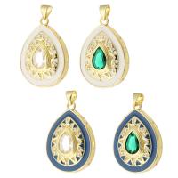 Cubic Zirconia Micro Pave Brass Pendant, gold color plated, fashion jewelry & DIY & micro pave cubic zirconia & for woman & enamel, more colors for choice, 20x29x6.50mm, Hole:Approx 3mm, 10PCs/Lot, Sold By Lot