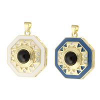 Cubic Zirconia Micro Pave Brass Pendant, gold color plated, fashion jewelry & DIY & micro pave cubic zirconia & for woman & enamel, more colors for choice, 25x28x10mm, Hole:Approx 3mm, 10PCs/Lot, Sold By Lot