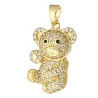 Cubic Zirconia Micro Pave Brass Pendant, Bear, gold color plated, fashion jewelry & DIY & micro pave cubic zirconia & for woman, golden, 17x27x6mm, Hole:Approx 4mm, 10PCs/Lot, Sold By Lot