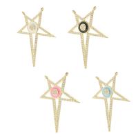 Cubic Zirconia Micro Pave Brass Pendant, Star, gold color plated, fashion jewelry & DIY & micro pave cubic zirconia & for woman & enamel & double-hole, more colors for choice, 28x38x2mm, Hole:Approx 1mm, 10PCs/Lot, Sold By Lot