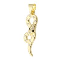 Cubic Zirconia Micro Pave Brass Pendant, Snake, gold color plated, fashion jewelry & micro pave cubic zirconia & for woman, golden, 10x26.50x4mm, Hole:Approx 3mm, 10PCs/Lot, Sold By Lot