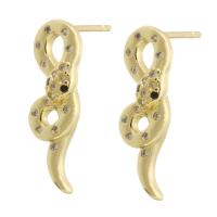 Cubic Zirconia Micro Pave Brass Earring Snake gold color plated fashion jewelry & micro pave cubic zirconia & for woman golden Sold By Lot