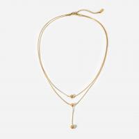 Stainless Steel Jewelry Necklace 304 Stainless Steel with 6cm extender chain Vacuum Ion Plating Double Layer & for woman golden 38mm Length Approx 42.5 cm Sold By PC