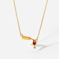 Stainless Steel Jewelry Necklace 304 Stainless Steel with 63mm extender chain Vacuum Ion Plating for woman & enamel golden 21.06mm Length Approx 493 mm Sold By PC