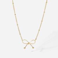 Stainless Steel Jewelry Necklace, 304 Stainless Steel, with 57mm extender chain, Bowknot, Vacuum Ion Plating, for woman, golden, 22.75mm, Length:Approx 428 mm, Sold By PC