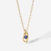 Stainless Steel Jewelry Necklace 304 Stainless Steel with Sodalite with 5.5cm extender chain Vacuum Ion Plating for woman & hollow golden 2.58mm Length Approx 45 cm Sold By PC