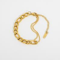 Bijoux bracelet en acier inoxydable, Acier inoxydable 304, avec 6.5cm chaînes de rallonge, pour femme, doré, Longueur:Environ 14.5 cm, Vendu par PC