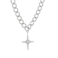 Titanium Steel Necklace, with Cubic Zirconia, Cross, for woman, original color, 25x31mm, Length:Approx 45 cm, Sold By PC