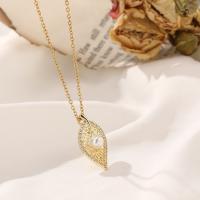 Titanium Steel Necklace with Plastic Pearl with 1.97 extender chain Leaf gold color plated for woman & with rhinestone gold Length 15.75 Inch Sold By PC