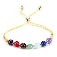 Gemstone Bracelet, with Polyester Cord & Tibetan Style, Round, silver color plated, Unisex & adjustable, more colors for choice, 8mm, Length:7.5 Inch, Sold By PC