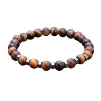 Gemstone Bracelets, Lava, with Howlite & Abrazine Stone & Tiger Eye & Non Magnetic Hematite & Black Agate, Round, elastic & Unisex & different styles for choice, 8mm, Length:7.5 Inch, Sold By PC