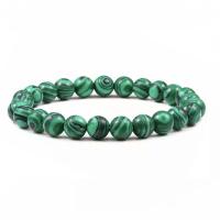 Malachite Bracelet, Round, elastic & Unisex, more colors for choice, 8mm, Length:7.5 Inch, Sold By PC