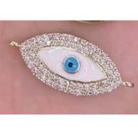Cubic Zirconia Micro Pave Brass Connector Evil Eye gold color plated DIY & micro pave cubic zirconia & enamel & 1/1 loop mixed colors Approx 1-2mm Sold By PC