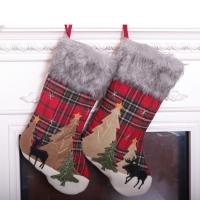 Christmas Holidays Stockings Gift Socks, Linen, handmade, cute & different designs for choice, 280x460mm, Sold By PC