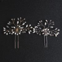 Hair Stick Brass with Rhinestone & Plastic Pearl fashion jewelry & for woman nickel lead & cadmium free Sold By PC