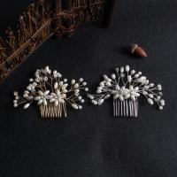 Dekoratives Haarkämmchen, Messing, mit Strass & Kunststoff Perlen, Modeschmuck & für Frau, keine, frei von Nickel, Blei & Kadmium, 110x70mm, verkauft von PC