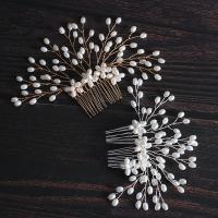 Dekoratives Haarkämmchen, Messing, mit Kunststoff Perlen, handgemacht, Modeschmuck & für Frau, keine, frei von Nickel, Blei & Kadmium, 140x90mm, verkauft von PC