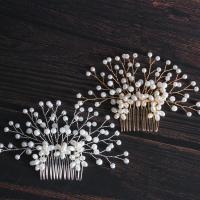 Dekoratives Haarkämmchen, Messing, mit Kunststoff Perlen, handgemacht, Modeschmuck & für Frau, keine, frei von Nickel, Blei & Kadmium, 130x85mm, verkauft von PC