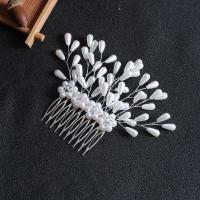 Decorative Hair Combs, Brass, with Plastic Pearl, handmade, fashion jewelry & for woman & with rhinestone, nickel, lead & cadmium free, 120x100mm, Sold By PC