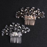 Decorative Hair Combs Brass with Crystal & Plastic Pearl handmade fashion jewelry & for woman nickel lead & cadmium free Sold By PC