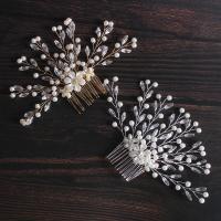 Decorative Hair Combs Brass with Crystal & Plastic Pearl handmade fashion jewelry & for woman nickel lead & cadmium free Sold By PC