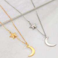 Stainless Steel Jewelry Necklace, 304 Stainless Steel, with 1.97inch extender chain, Moon and Star, Vacuum Ion Plating, fashion jewelry & for woman, more colors for choice, Sold Per Approx 17.72 Inch Strand