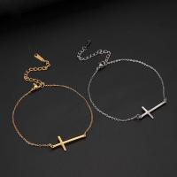 Stainless Steel Jewelry Bracelet 304 Stainless Steel with 1.97inch extender chain Cross Vacuum Ion Plating fashion jewelry & for woman Sold Per Approx 6.69 Inch Strand
