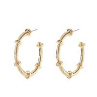 Iron Earring, fashion jewelry & for woman, golden, nickel, lead & cadmium free, 35mm, Sold By Pair