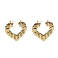 Iron Earring, Heart, fashion jewelry & for woman, golden, nickel, lead & cadmium free, 40*45mm, Sold By Pair