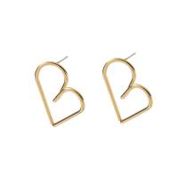 Iron Earring, Heart, fashion jewelry & for woman, golden, nickel, lead & cadmium free, 26mm, Sold By Pair