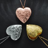 Fashion Locket Necklace 304 Stainless Steel Heart fashion jewelry & with photo locket & Unisex 39.8*42.3mm 2mm Length Approx 17.72 Inch Sold By Bag