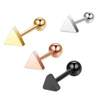 Ανοξείδωτο χάλυβα Ear Piercing Κοσμήματα, Titanium Steel, Τρίγωνο, κοσμήματα μόδας & για άνδρες και γυναίκες, περισσότερα χρώματα για την επιλογή, 1.20x6x3mm, Sold Με PC