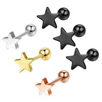 Stainless Steel Ear Piercing Jewelry, 304 Stainless Steel, Star, Vacuum Ion Plating, fashion jewelry & Unisex, more colors for choice, 1.20x6x3mm, Sold By PC