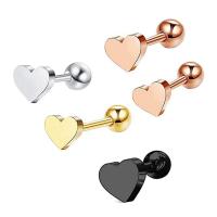 Ανοξείδωτο χάλυβα Ear Piercing Κοσμήματα, 304 από ανοξείδωτο χάλυβα, Καρδιά, κοσμήματα μόδας & για άνδρες και γυναίκες, περισσότερα χρώματα για την επιλογή, 1.20x6x3mm, Sold Με PC