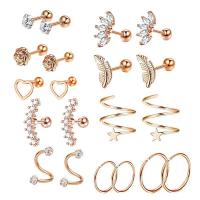 Ανοξείδωτο χάλυβα Ear Piercing Κοσμήματα, 304 από ανοξείδωτο χάλυβα, κοσμήματα μόδας & για άνδρες και γυναίκες, περισσότερα χρώματα για την επιλογή, 1.20x6x3mm, 20PCs/Ορισμός, Sold Με Ορισμός