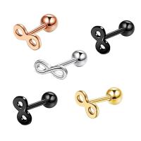 Stainless Steel Ear Piercing Jewelry, 304 Stainless Steel, Number 8, Vacuum Ion Plating, fashion jewelry & Unisex, more colors for choice, 1.20x6x3mm, Sold By PC