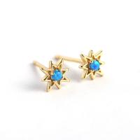 925 Sterling Silver Stud Earrings, with Opal, Eight Point Star, plated, fashion jewelry & for woman, more colors for choice, Sold By Pair