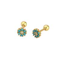 Cubic Zirconia Micro Pave Sterling Silver Earring, 925 Sterling Silver, with turquoise, plated, micro pave cubic zirconia & for woman, more colors for choice, 11.50mm, Sold By Pair
