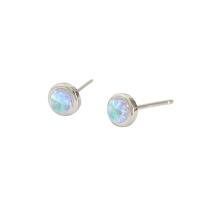 925 Sterling Silver Stud Earrings, with Moonstone & turquoise & Agate, platinum plated, different materials for choice & for woman, more colors for choice, Sold By Pair