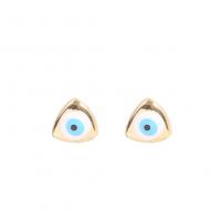 Evil Eye Earrings, Brass, gold color plated, for woman & enamel, more colors for choice, 9x9mm, Sold By Pair