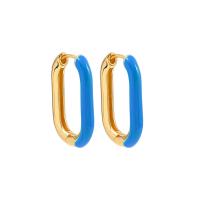 Zinc Alloy Huggie Hoop Earring gold color plated for woman & enamel Sold By Pair