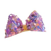 Cloth Bowkont Hair Clip with Sequins & Zinc Alloy Bowknot handmade for children Sold By PC