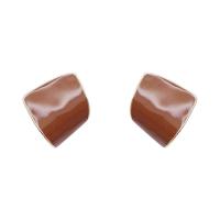 Brass Stud Earring, gold color plated, for woman & enamel, more colors for choice, 21mm, Sold By Pair