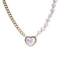 Plastic Pearl Necklace, Titanium Steel, with Plastic Pearl, with 1.96 inch extender chain, Heart, Vacuum Plating, letters are from A to Z & different styles for choice & for woman, more colors for choice, Length:Approx 16.14 Inch, Sold By PC